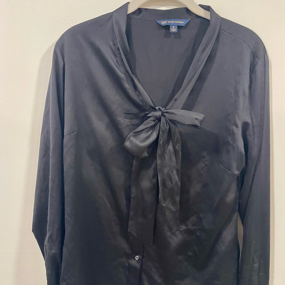 Brooks Brothers Black tie blouse